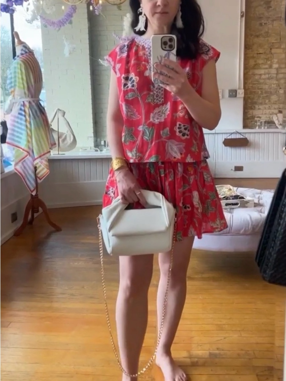 Echo New York Red Floral Matching Set Top and Skirt